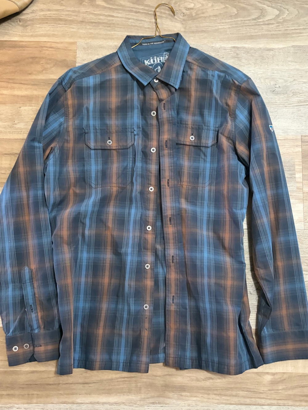 Kuhl Men's Plaid Button-Down Shirt in Brown and Blue